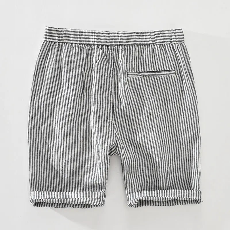 Bermuda de Linho Listrada Masculina Branco Saint James