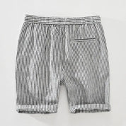 Bermuda de Linho Listrada Masculina Branco Saint James
