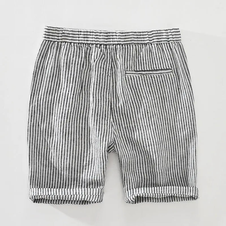 Bermuda de Linho Listrada Masculina Branco Saint James