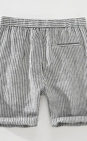 Bermuda de Linho Listrada Masculina Branco Saint James