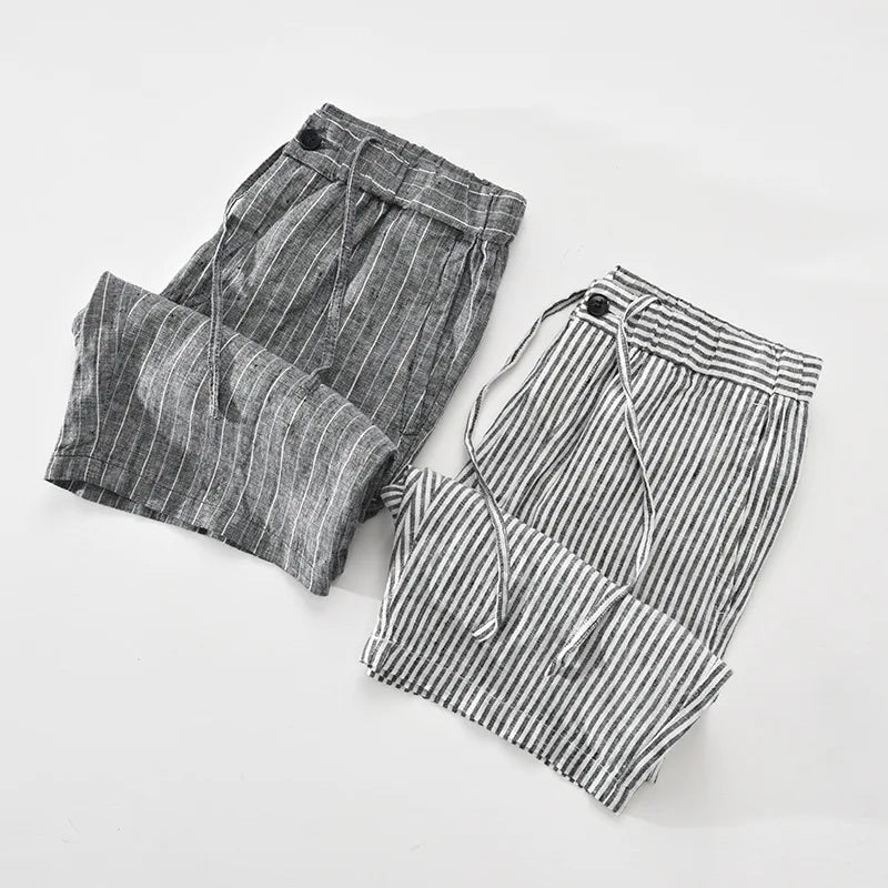 Bermuda de Linho Listrada Masculina Saint James