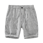 Bermuda de Linho Listrada Masculina Branco Saint James