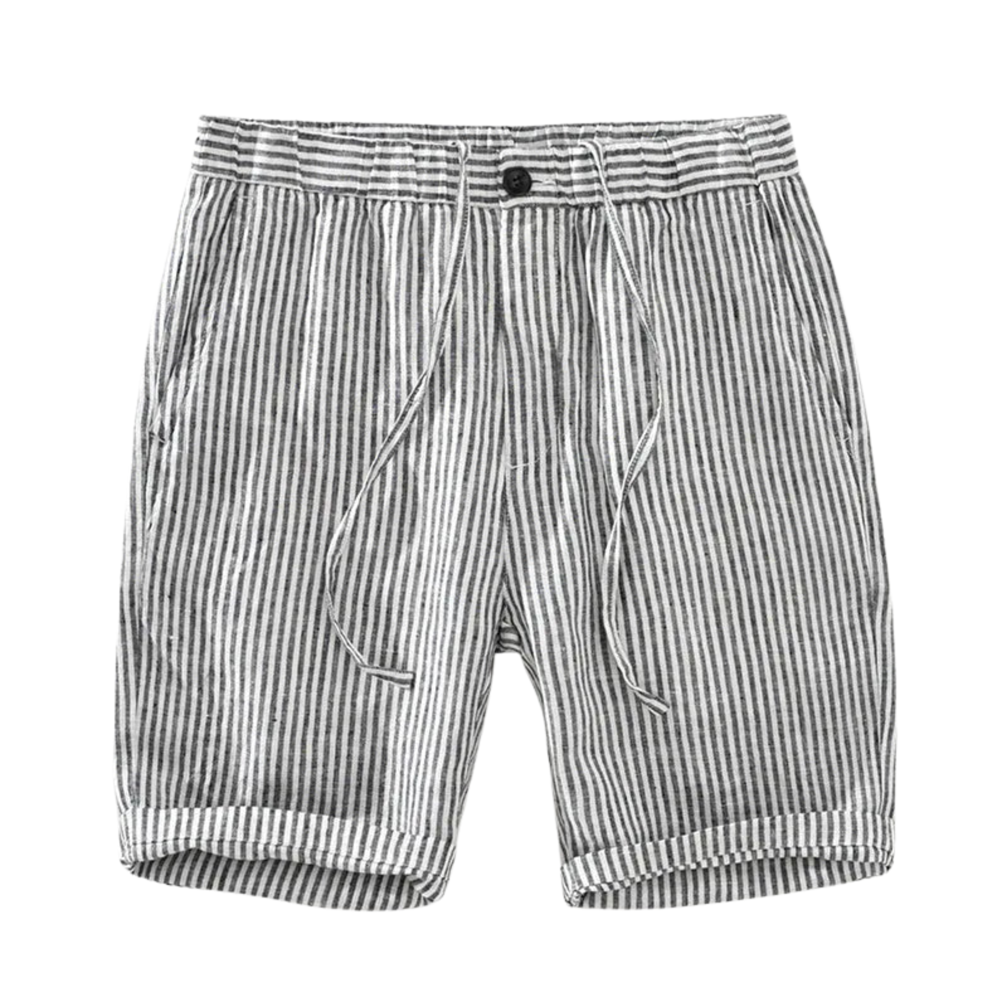 Bermuda de Linho Listrada Masculina Branco Saint James