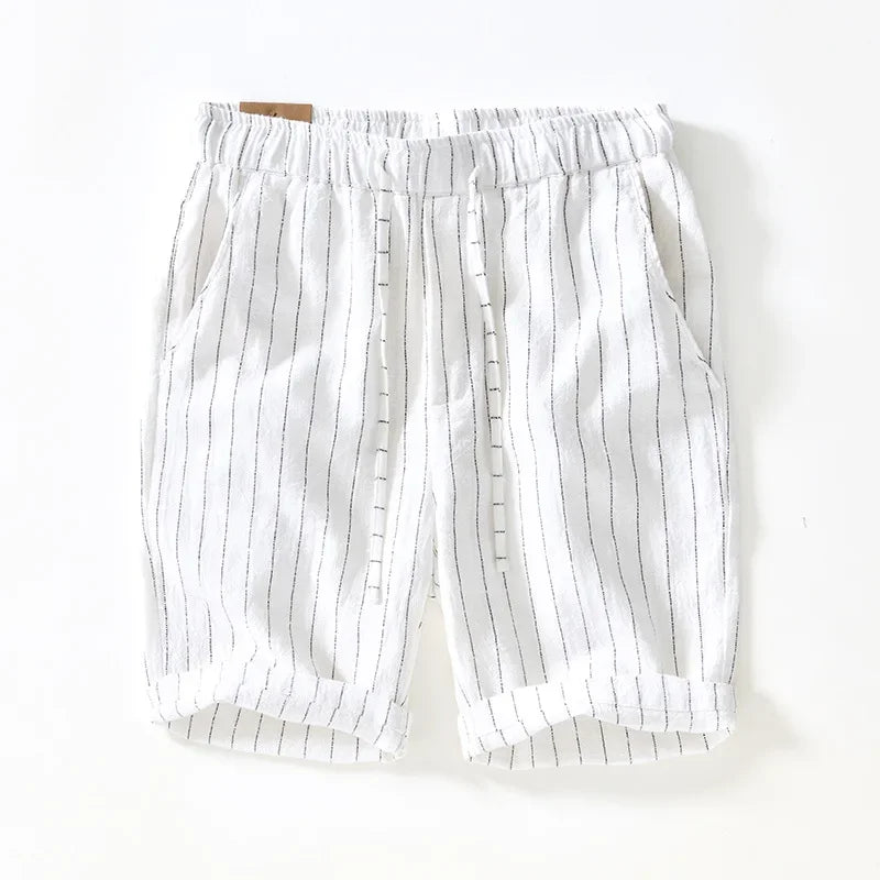 Bermuda de Linho Listras Masculina Branco listrada Saint James