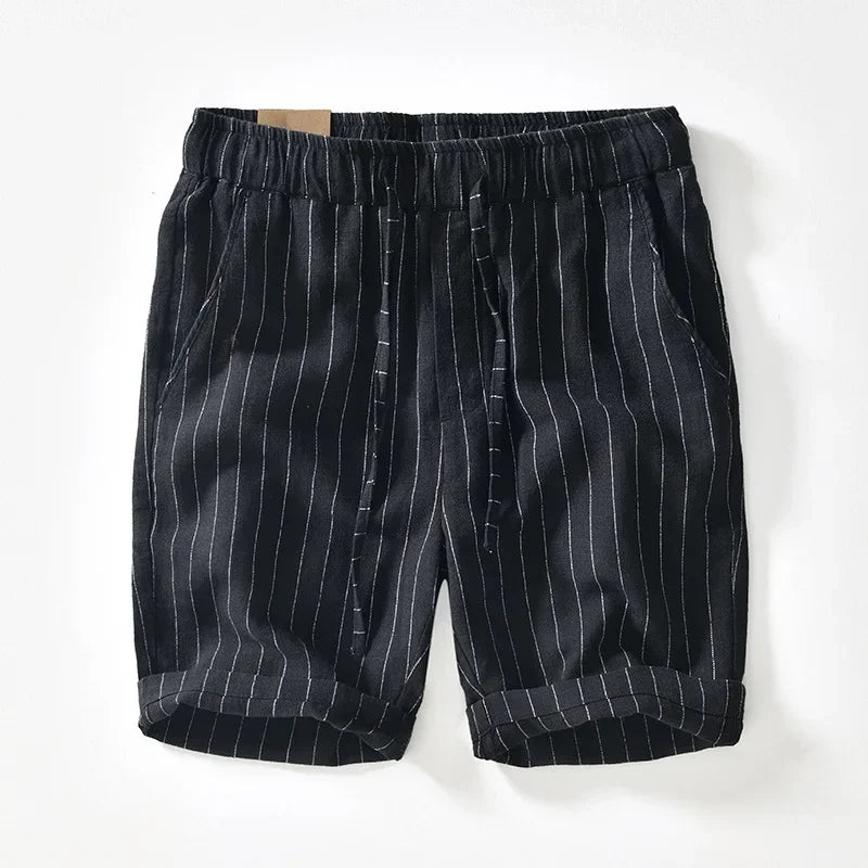 Bermuda de Linho Listras Masculina  Preto listrada Saint James