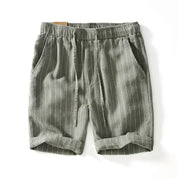 Bermuda de Linho Listras Masculina Verde listrada Saint James