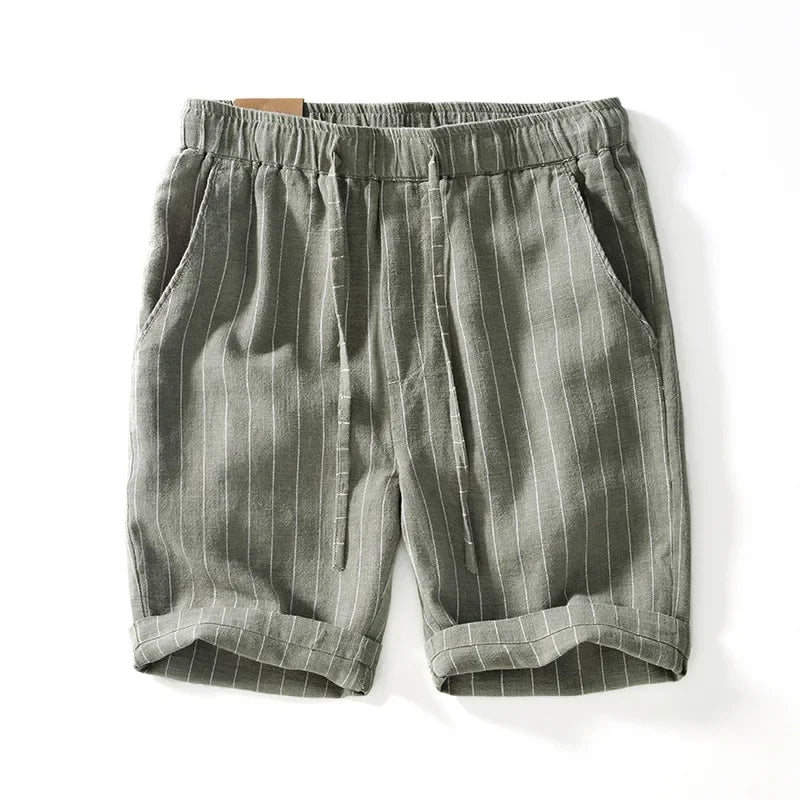Bermuda de Linho Listras Masculina Verde listrada Saint James