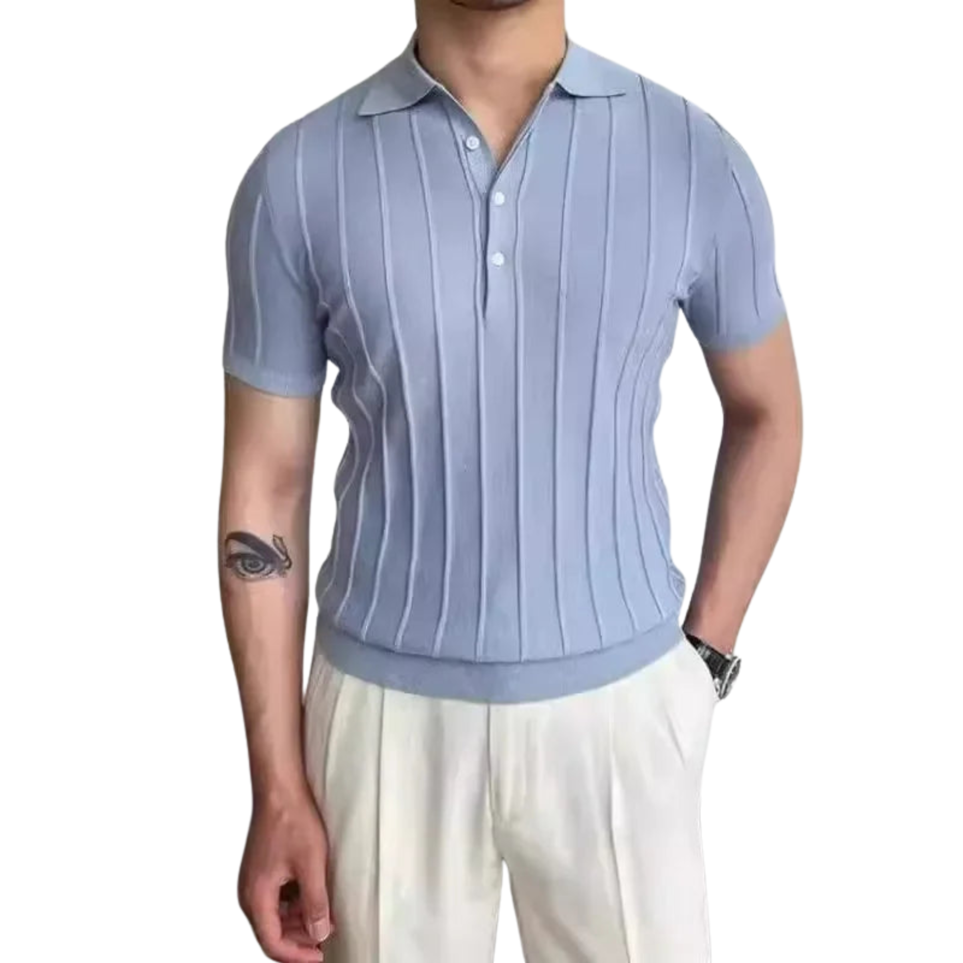 Camisa Polo Slim Tripoli Masculina Saint James Azul Claro