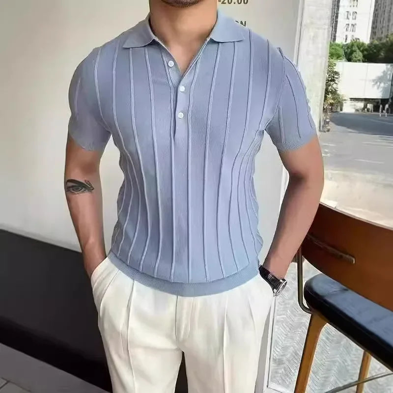 Camisa Polo Slim Tripoli Masculina Saint James Azul Claro