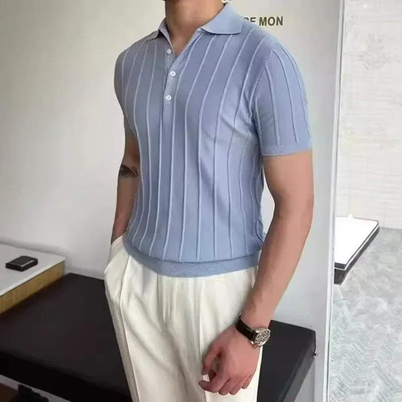 Camisa Polo Slim Tripoli Masculina Saint James Azul Claro