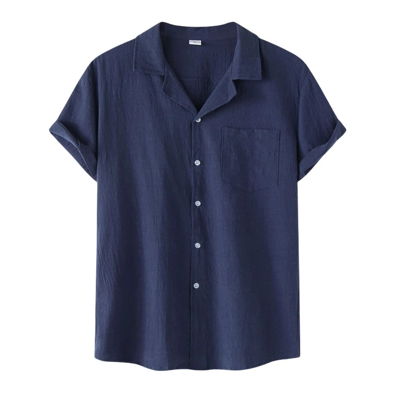 Camisa Puro Linho Azul Masculina Saint James
