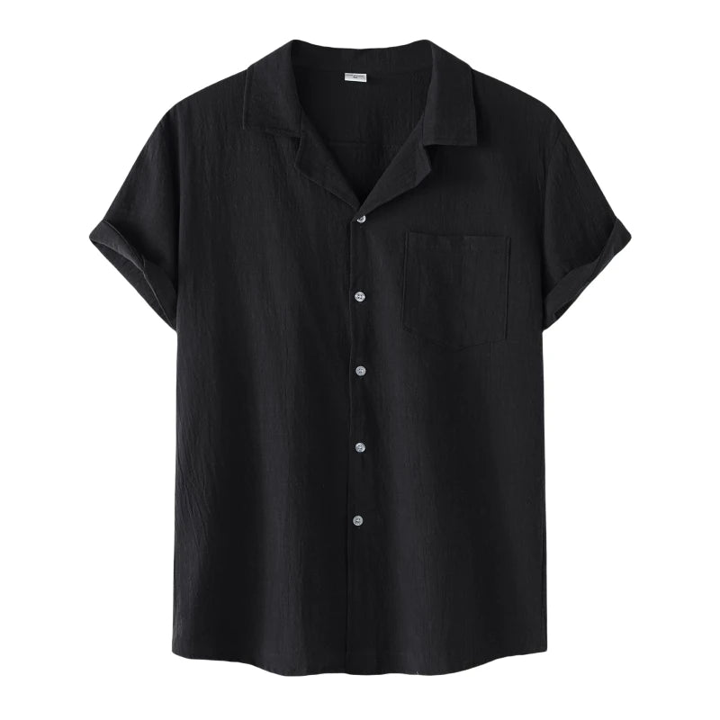 Camisa Puro Linho Preto Masculina Saint James