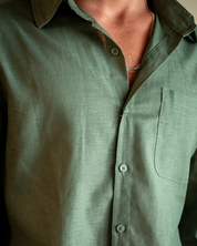 Camisa Puro Linho Verde Saint James Masculino 