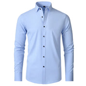 Camisa Social Masculina Lisa Anti Amassado Saint James Azul Claro
