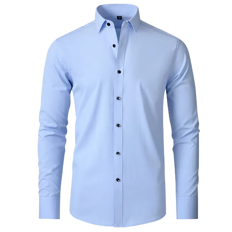 Camisa Social Masculina Lisa Anti Amassado Saint James Azul Claro