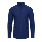 Camisa Social Masculina Lisa Anti Amassado Saint James Azul Marinho