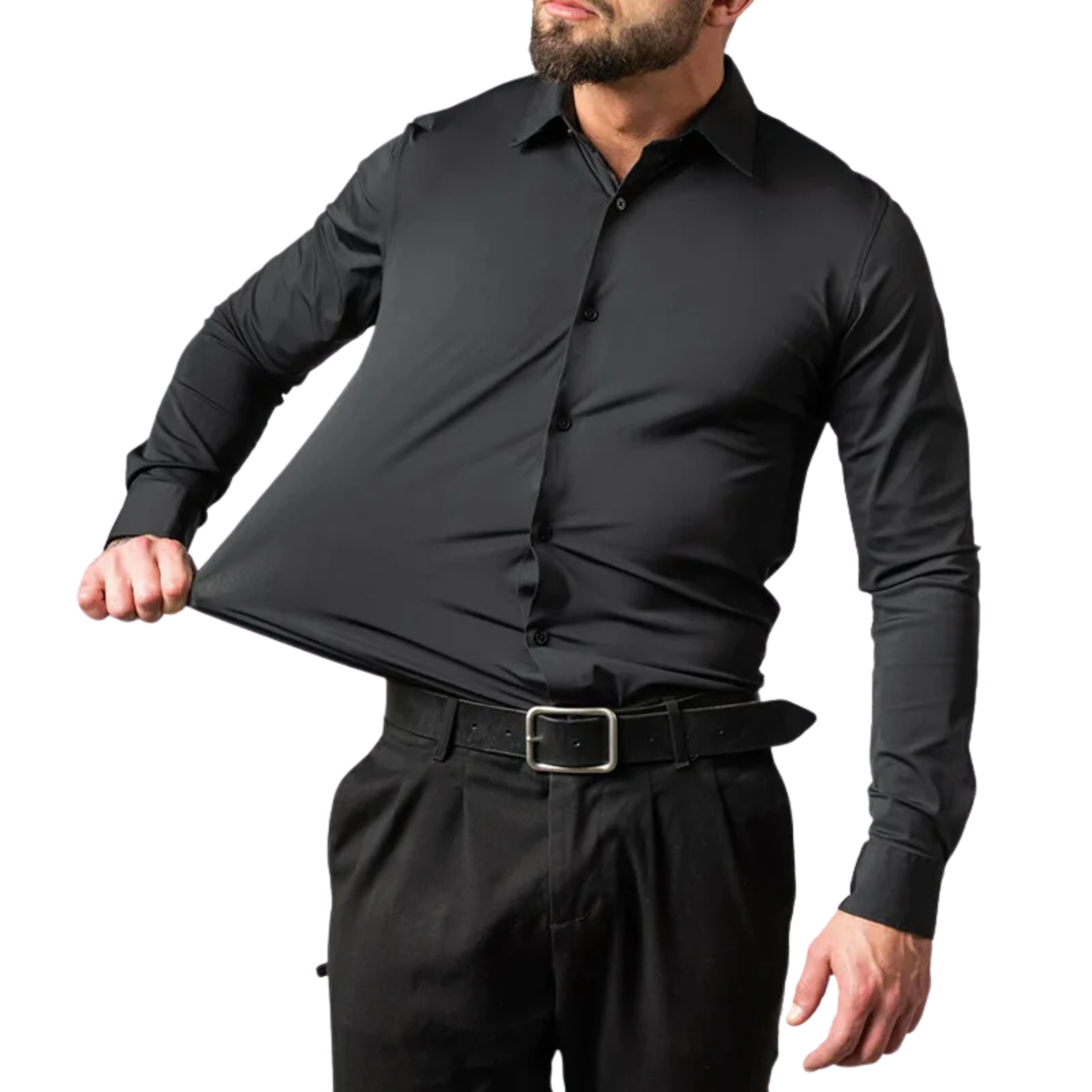 Camisa Social Lisa Anti Amassado Masculina Preta Saint James