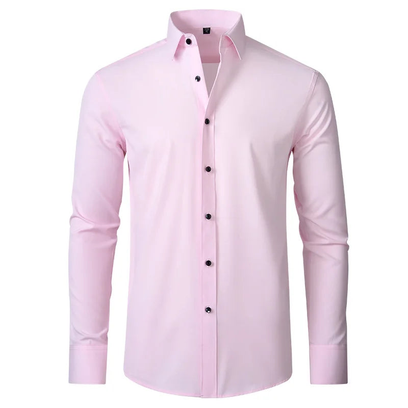  Camisa Social Masculina Lisa Anti Amassado Saint James Rosa