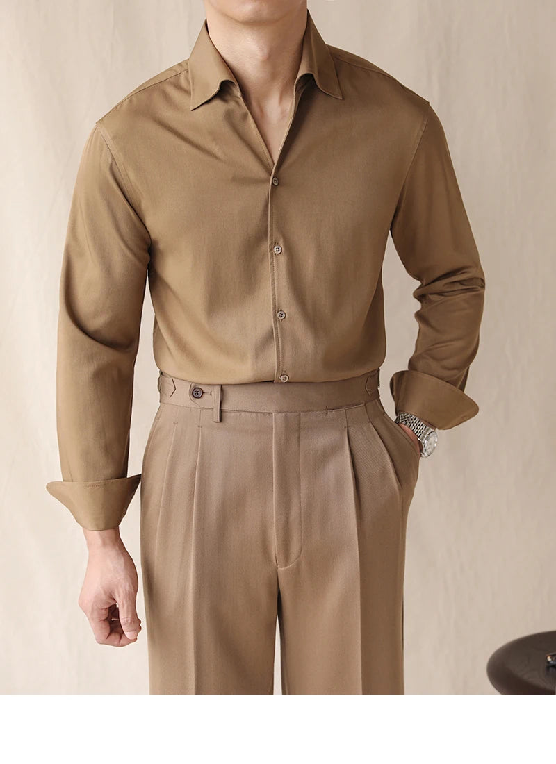 Camisa Marrom Social Slim Masculina St. James 