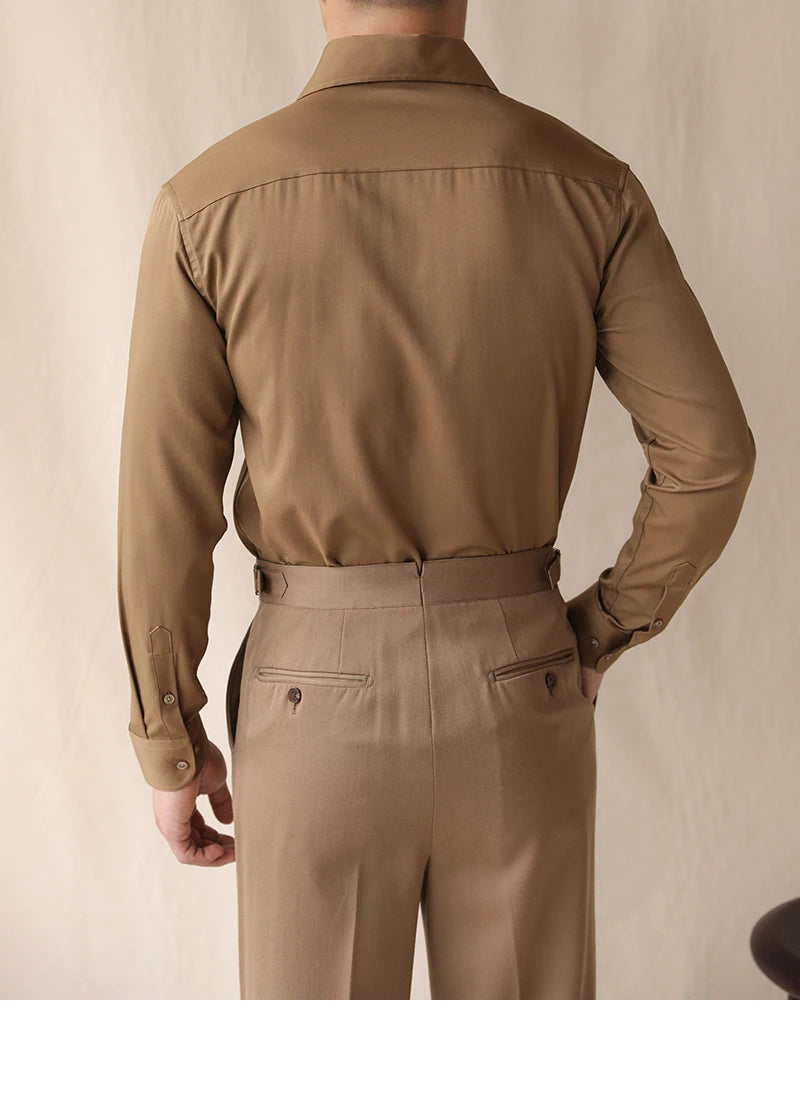 Camisa Social Slim Masculina St. James Marrom