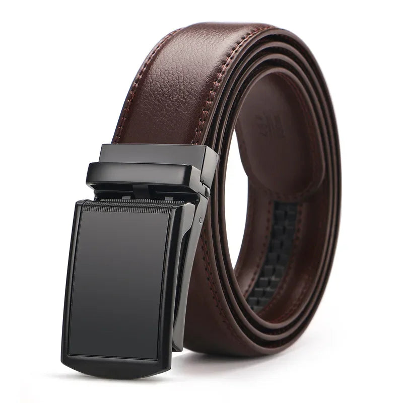 Cinto Elegante Masculino Couro Saint James Marrom com fivela Preta
