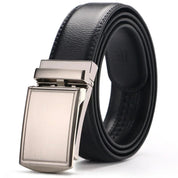 Cinto Elegante Masculino Couro Saint James Preto com fivela de Prata