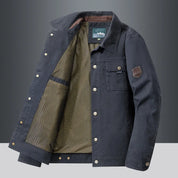 Jaqueta Bomber Militar Casual em Algodão Masculina Azul 