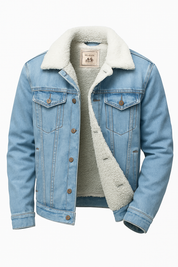 Jaqueta Jeans Azul Claro Masculina com Interior Forrado em Lã Saint James