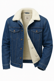 Jaqueta Jeans Azul Masculina com Interior Forrado em Lã Saint James