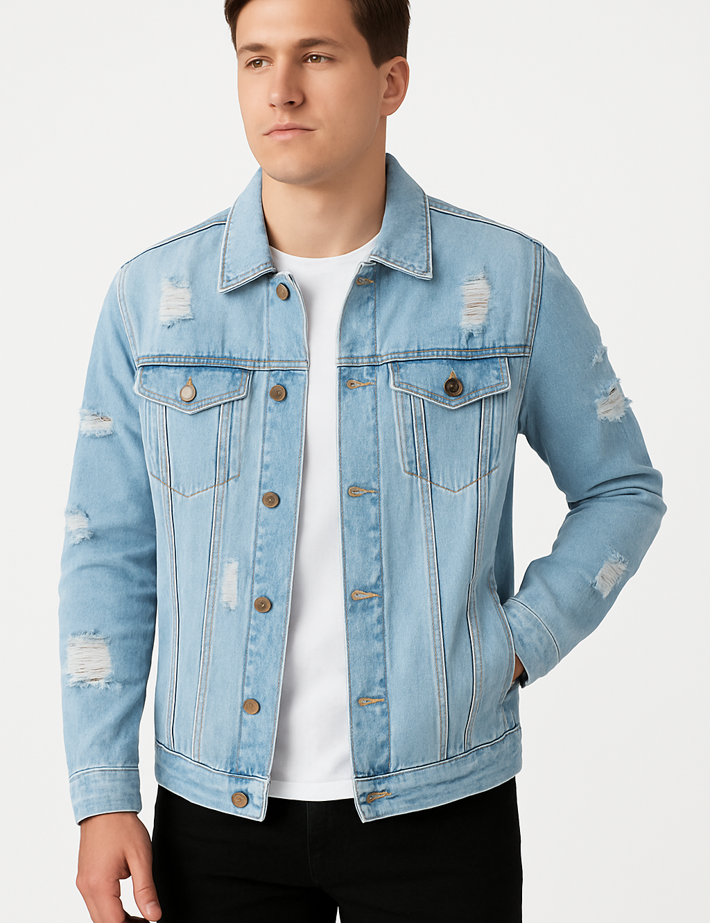 Jaqueta Jeans Destroyed Masculina Saint James