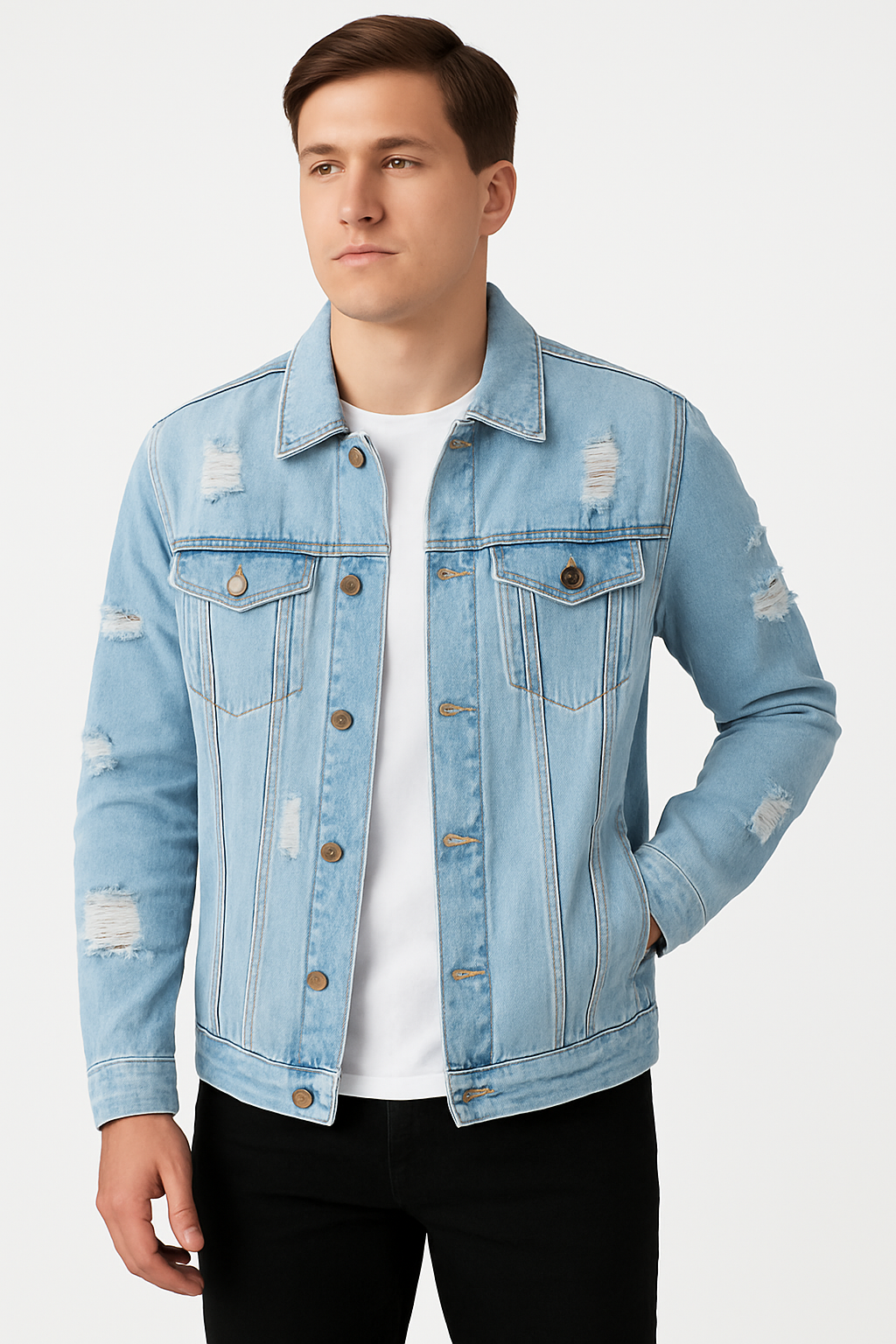 Jaqueta Jeans Destroyed Masculina Saint James