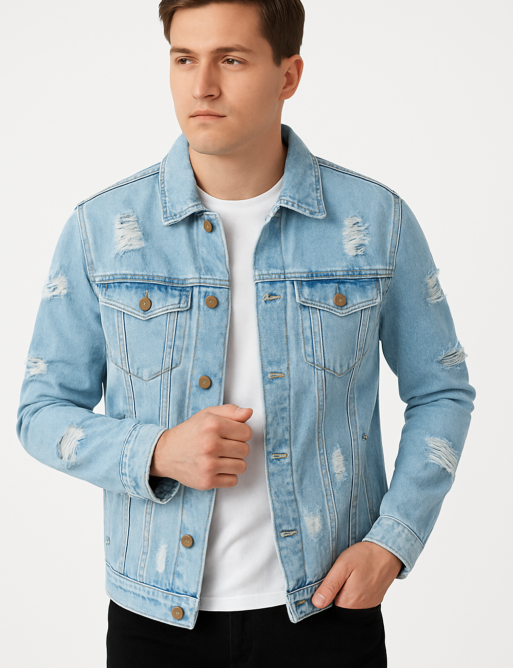 Jaqueta Jeans Destroyed Masculina Saint James