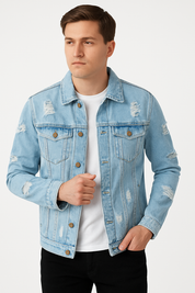 Jaqueta Jeans Destroyed Masculina Saint James