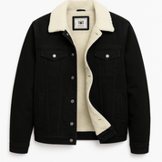 Jaqueta Jeans Masculina Preto Retrô com Interior Forrado em Lã Saint James 