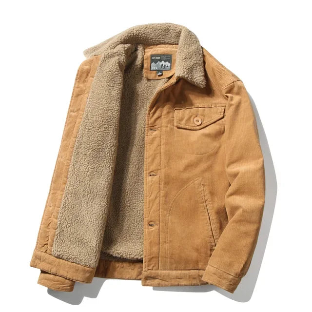  Jaqueta Masculina Cáqui de Veludo com Interior Forrado Saint James 