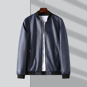 Jaqueta Masculina Feita em Couro Azul
