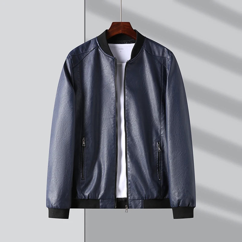 Jaqueta Masculina Feita em Couro Azul