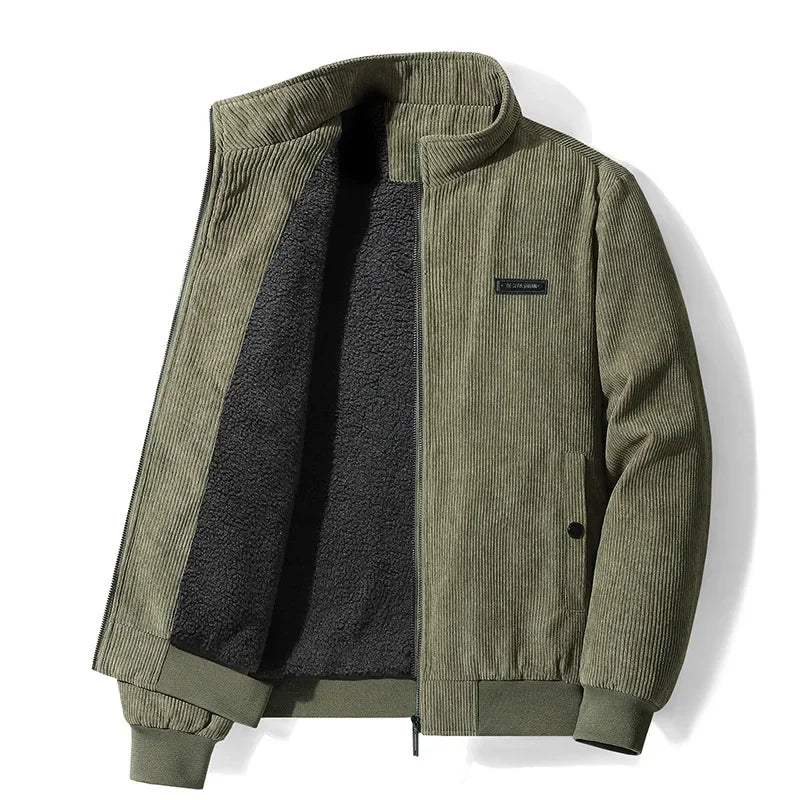 Jaqueta Masculina Gola Alta Forrada em Lã Verde