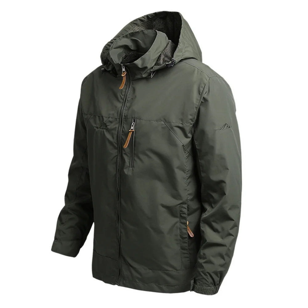 Jaqueta Masculina Impermeável Corta Vento com Capuz Verde