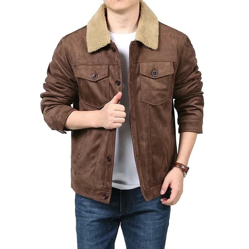 Jaqueta Masculina Marrom Gola de Lã Saint James