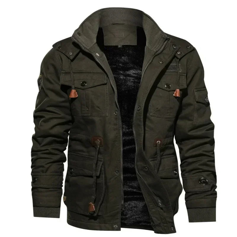 Jaqueta Masculina Motociclista em Algodão Verde Militar