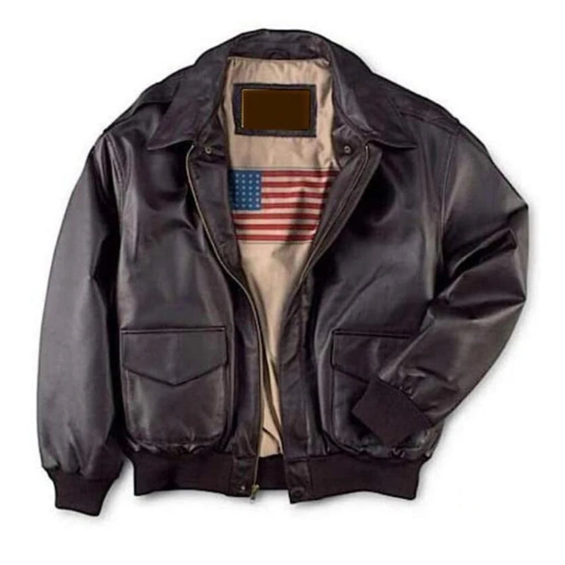 Jaqueta Masculina de Couro Genuino Forrada Masculina Marrom America