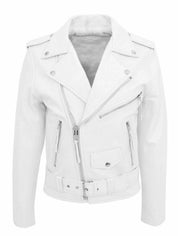 Jaqueta Masculina de Couro Genuino Inverno Branca 