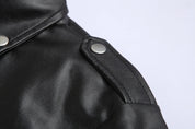 Jaqueta Masculina de Couro Genuino Inverno Preta