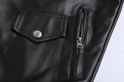 Jaqueta Masculina de Couro Genuino Inverno Preta