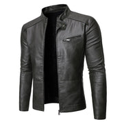 Jaqueta Masculina em Couro Genuino para Inverno Cinza