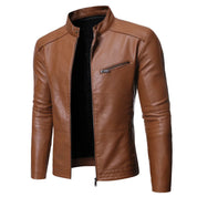 Jaqueta Masculina em Couro Genuino para Inverno Marrom