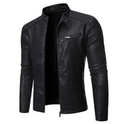 Jaqueta Masculina em Couro Genuino para Inverno Preta 