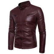 Jaqueta Masculina em Couro Genuino para Inverno Vermelha