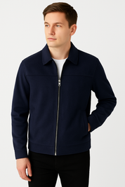 Jaqueta de Couro Camurça Azul Masculina Saint James 